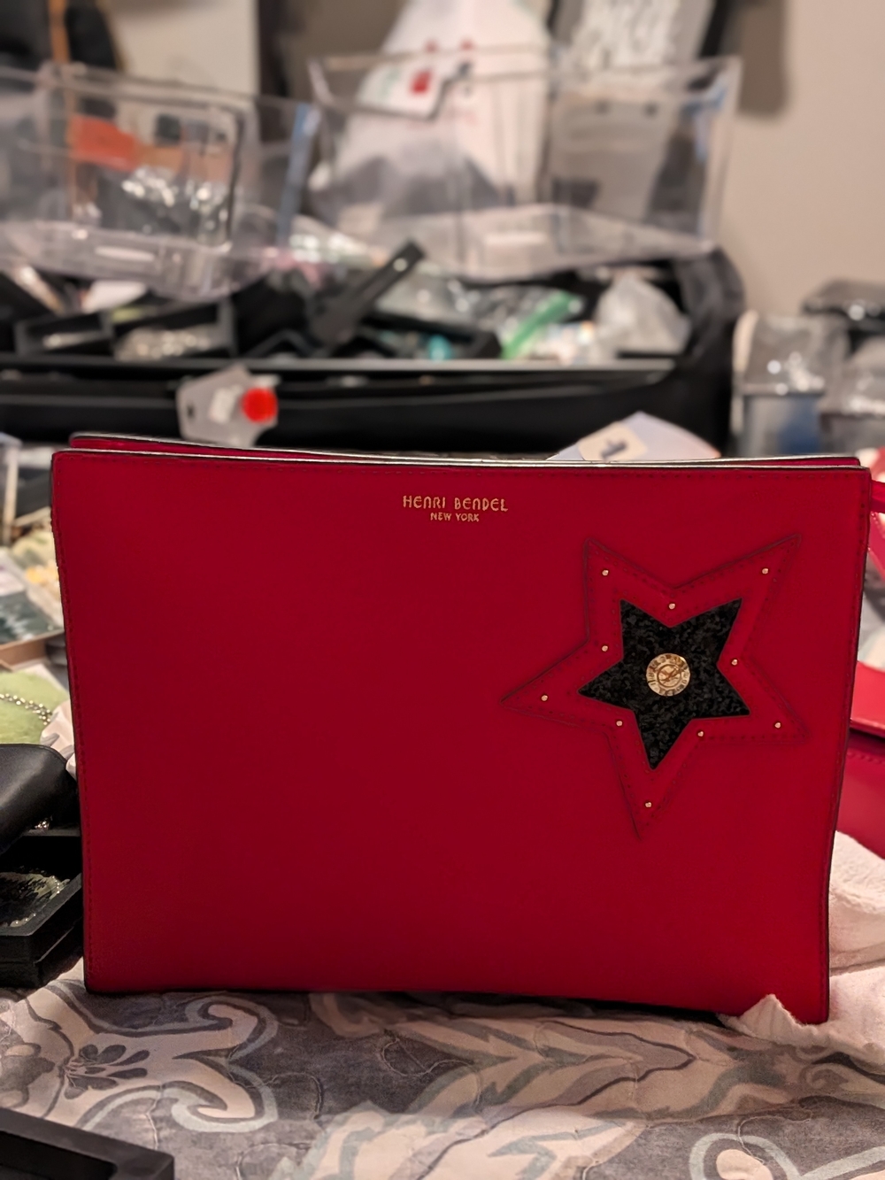 Henri Bendel Red Star Appliqué Clutch